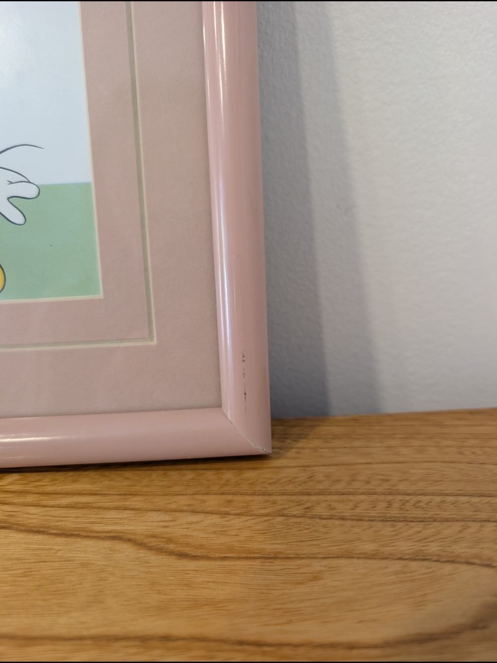 Mickey Mouse & Pluto Framed Print in Blush Pink Frame - Picture 3 of 4